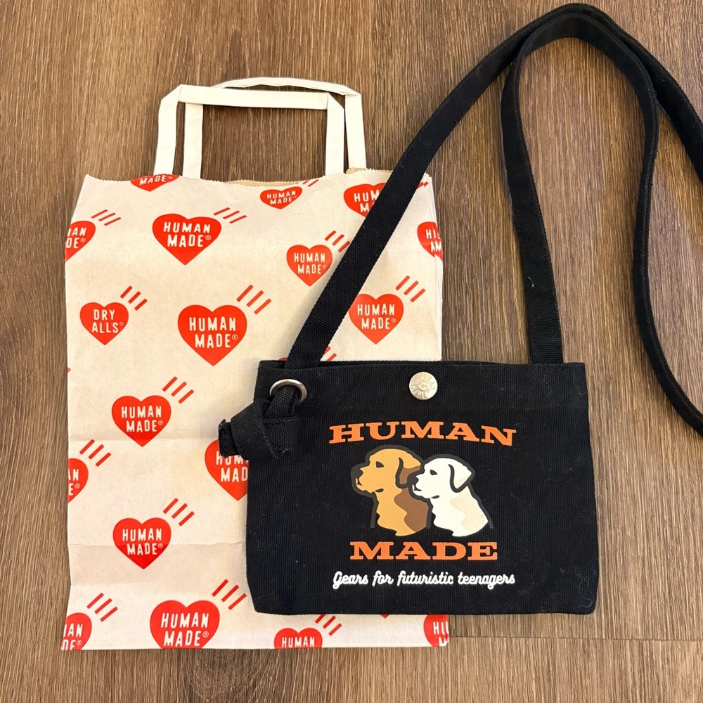 Human Made Dog Mini Canvas Shoulder Bag Black Rare Tokyo Japan Exclusive NWOT